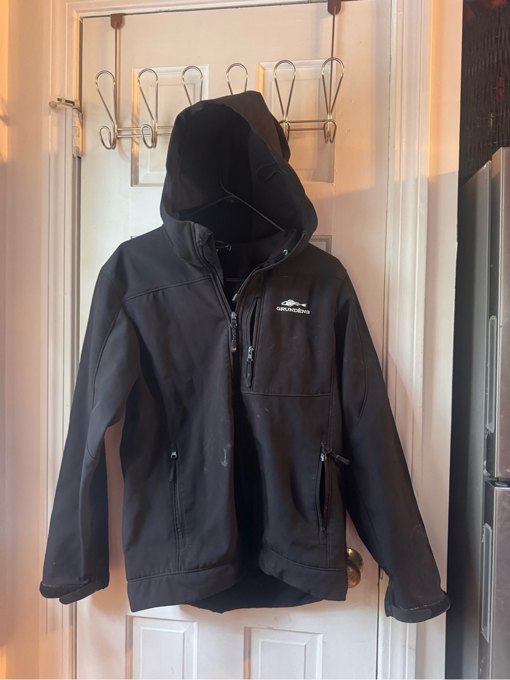 Grundens black hooded windbreaker jacket small fishing sport - Picture 1 of 6